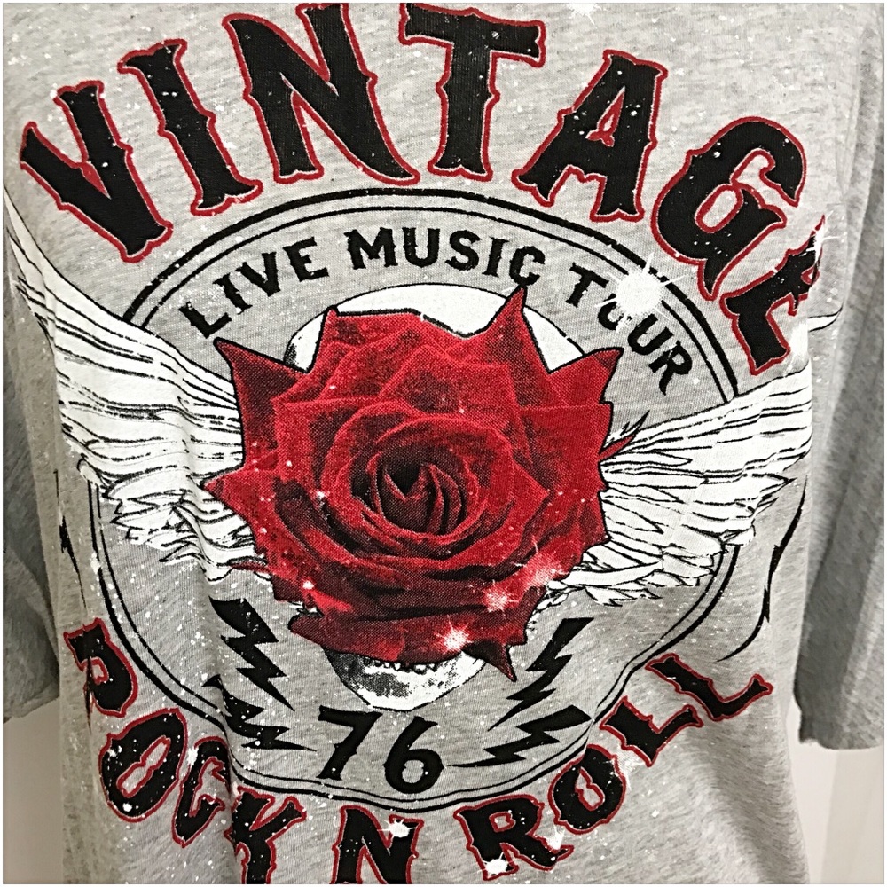 Distressed Vintage Rock Tee Top Tunic SM - Picture 6 of 6